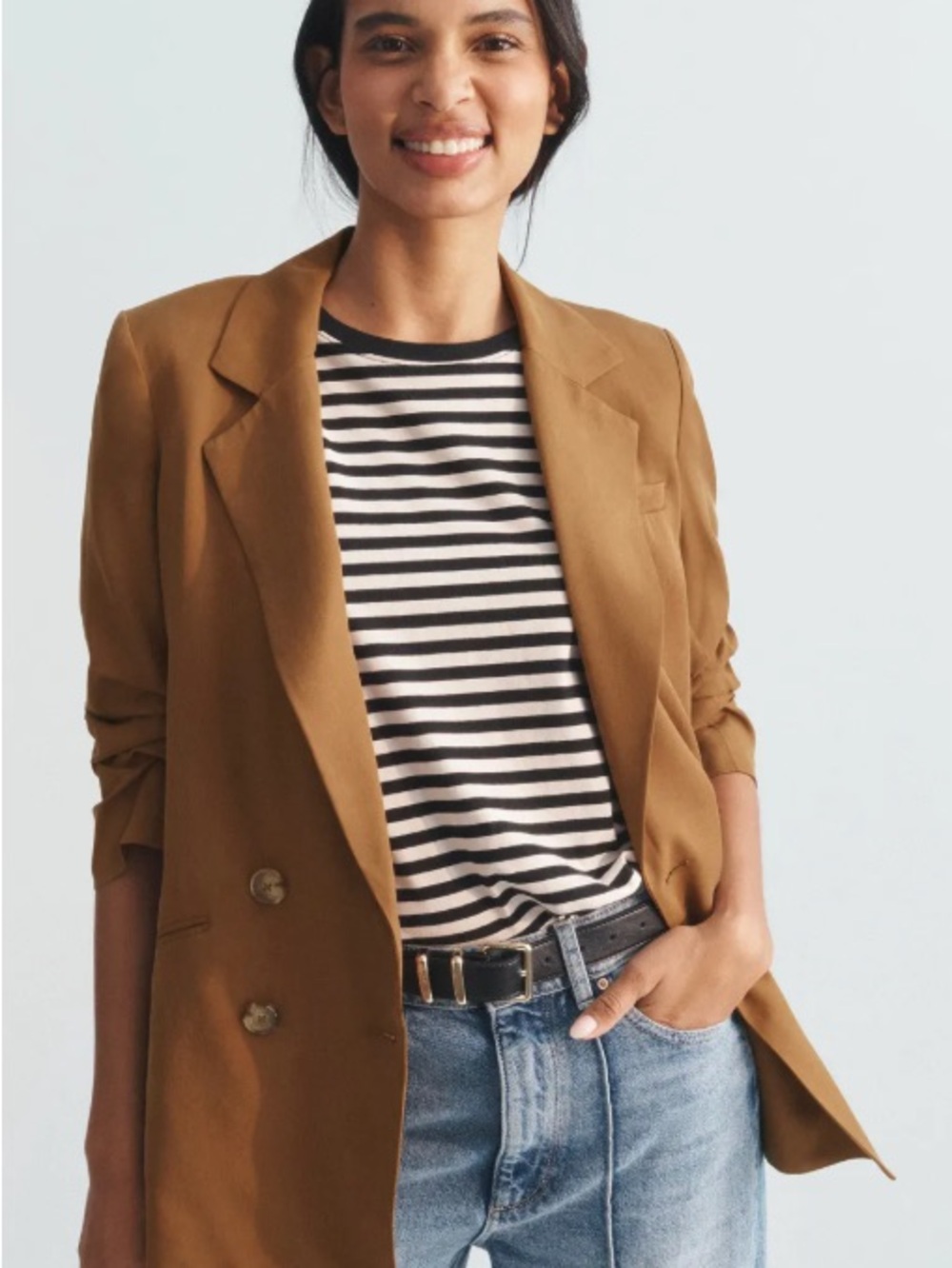 Veronica Beard Camel Double-Breasted Blazer